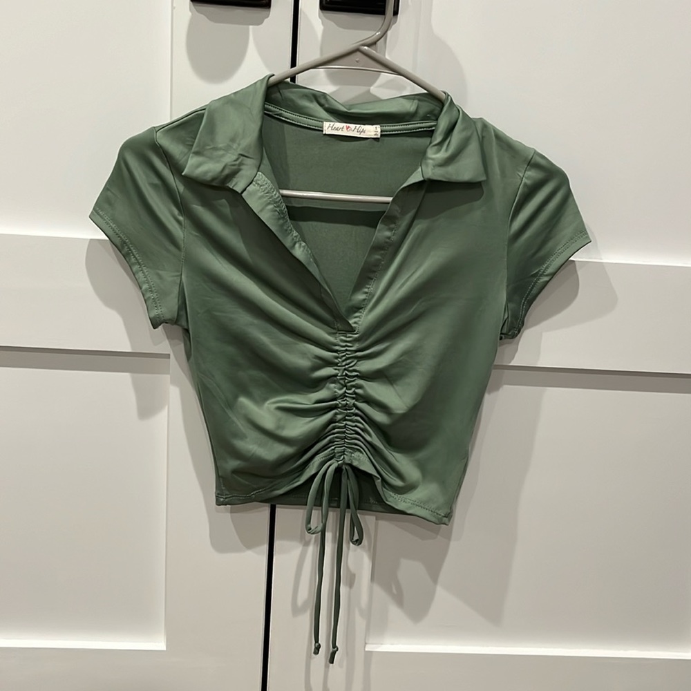 Green V-Neck Top